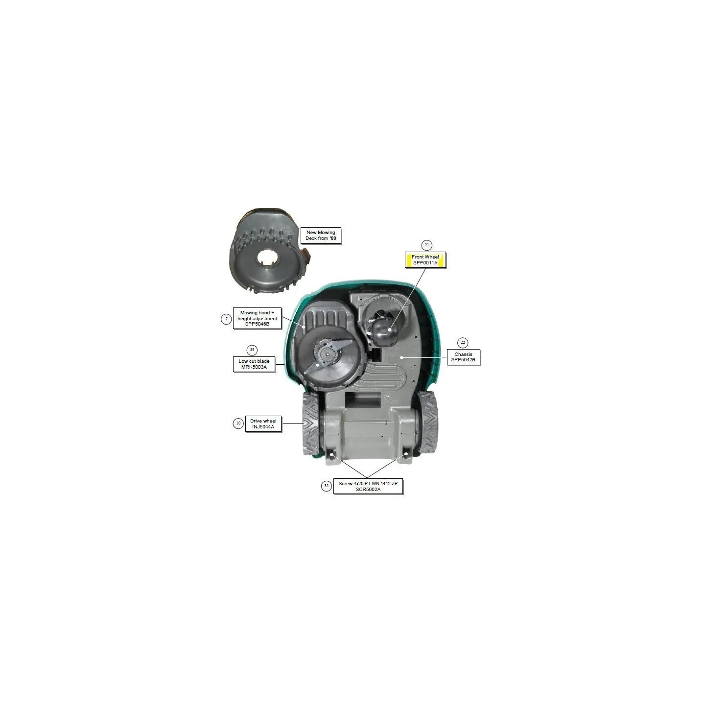 Roue avant pour robot série RM ROBOMOW SPP0011A