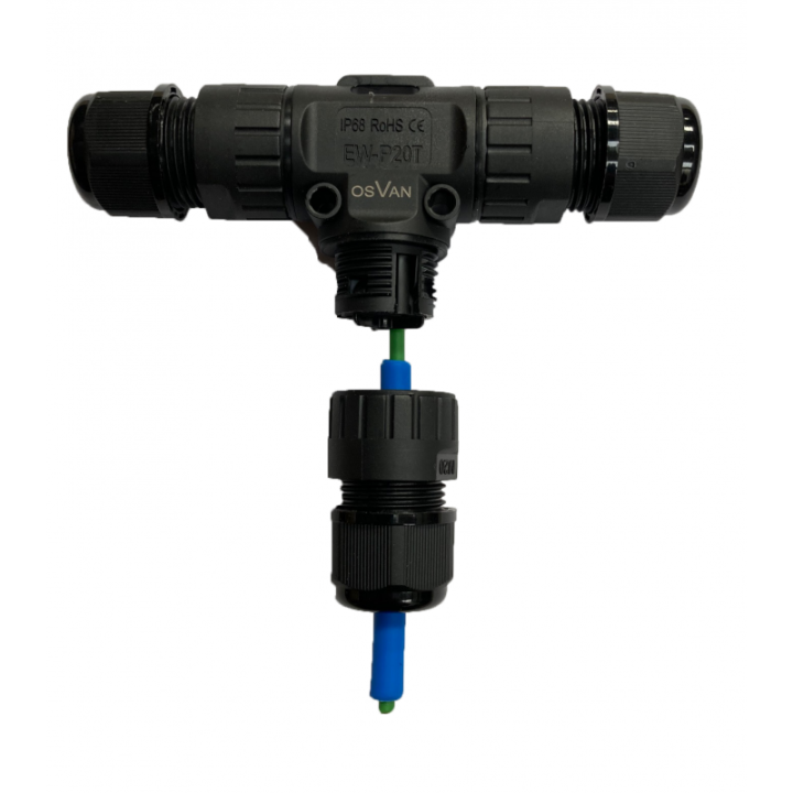 Raccord en T étanche IP67 pour câbles Ø5.9mm & Ø4mm GCC OSVAN CO-002