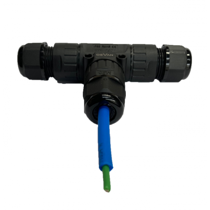 Raccord en T étanche IP67 pour câbles Ø5.9mm & Ø4mm GCC OSVAN CO-002