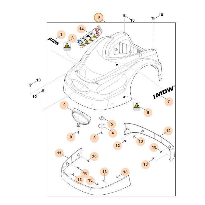 Capot pour robot RMi série 400 STIHL 63017802032
