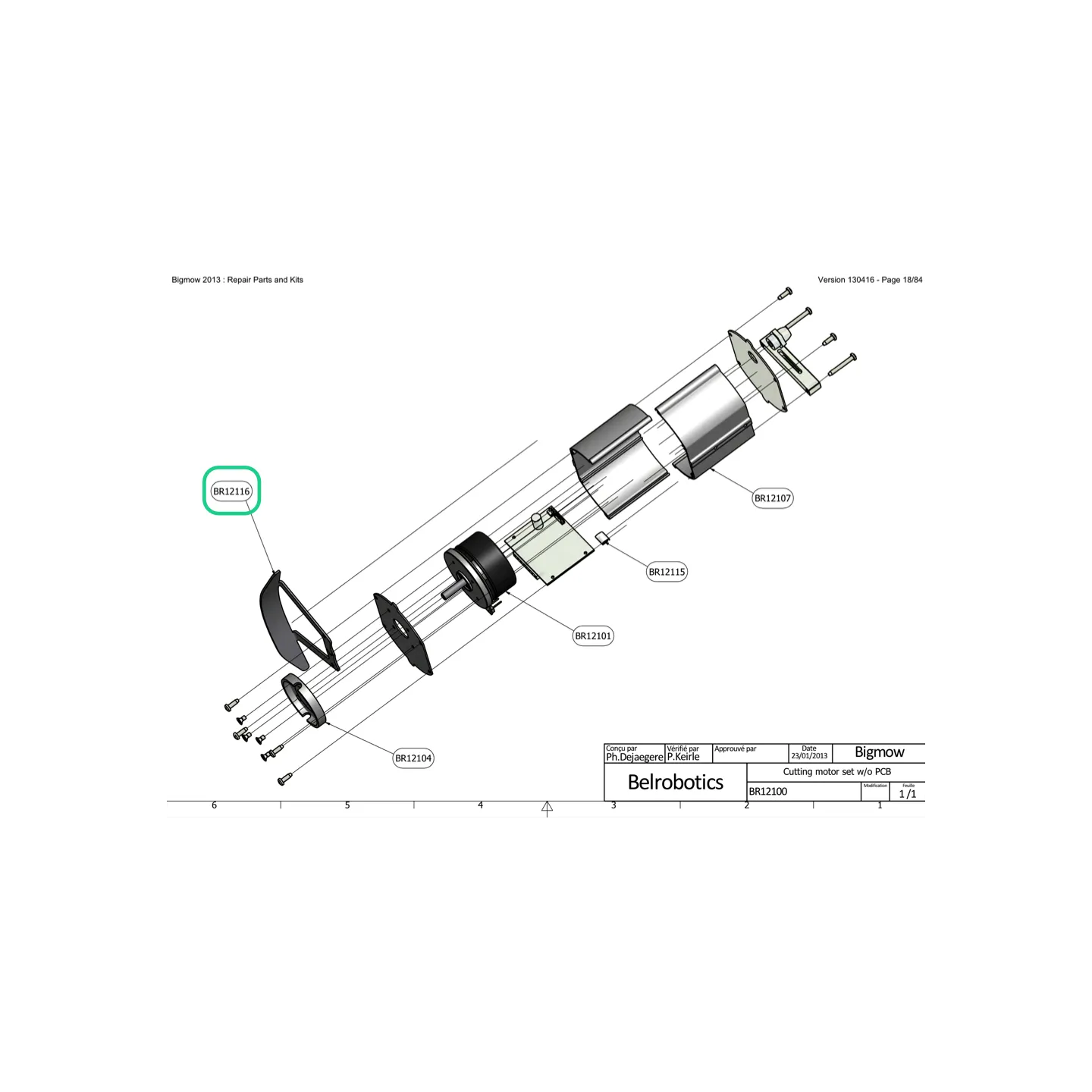 Déflecteur de moteur de coupe pour Robot BELROBOTICS BR12116