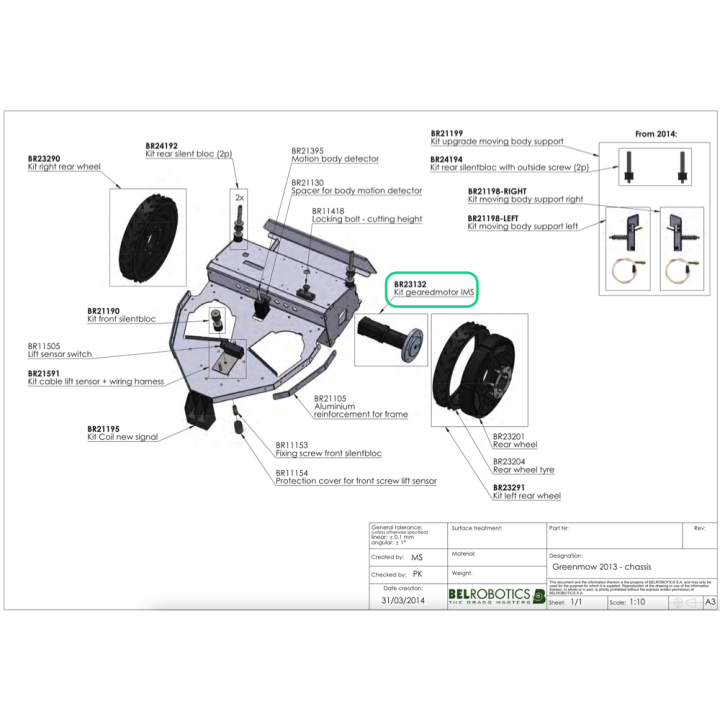 Moteur de Roue pour Robot GreenMow BELROBOTICS BR23132