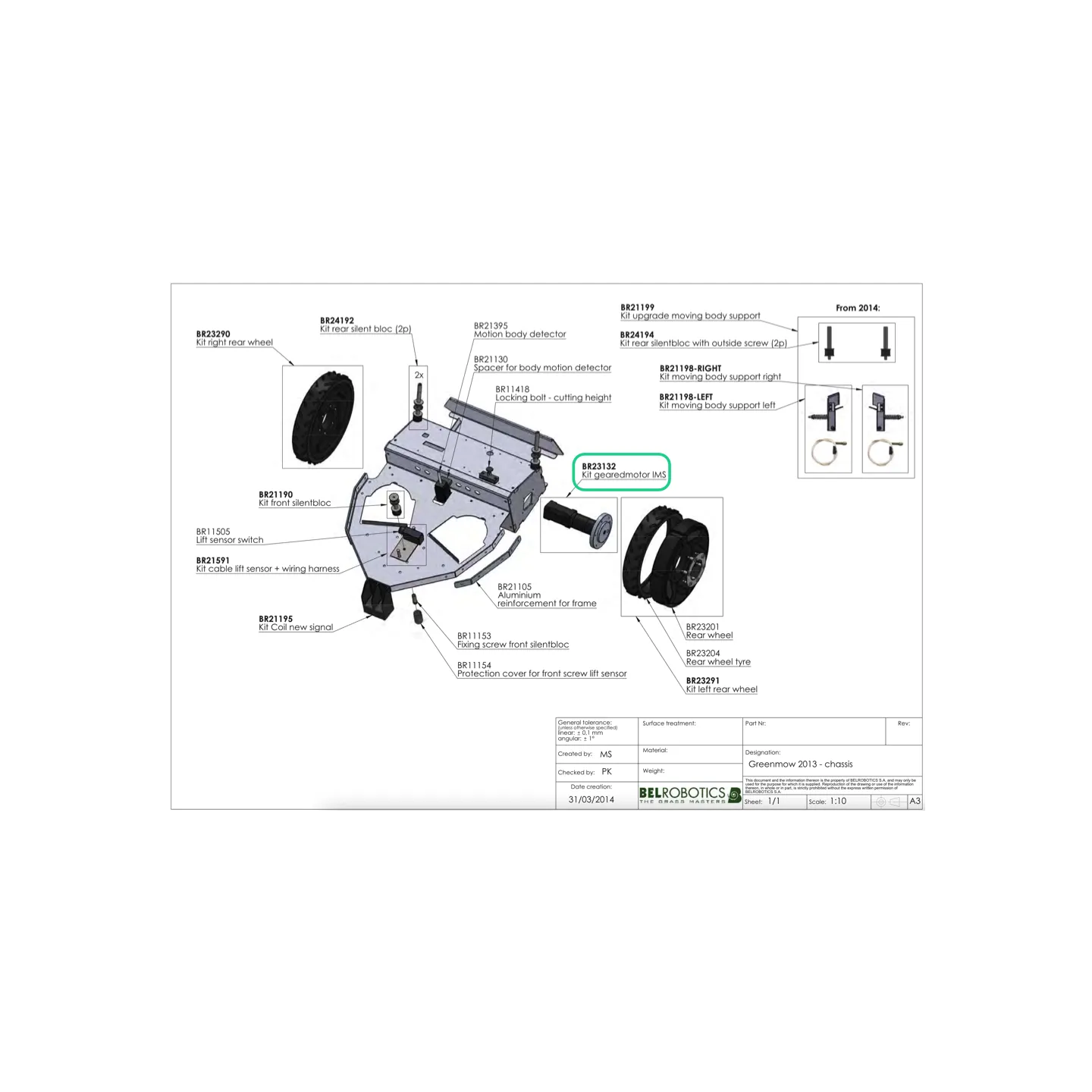 Moteur de Roue pour Robot GreenMow BELROBOTICS BR23132