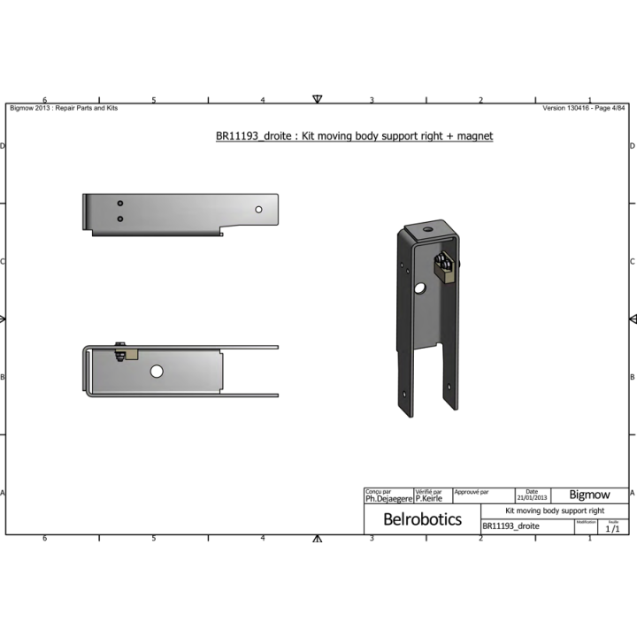 Kit Droit support recul carrosserie avec aimant BELROBOTICS BR11193DROIT