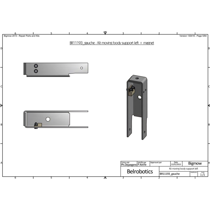 Kit Gauche support recul carrosserie avec aimant BELROBOTICS BR11193GAUCHE