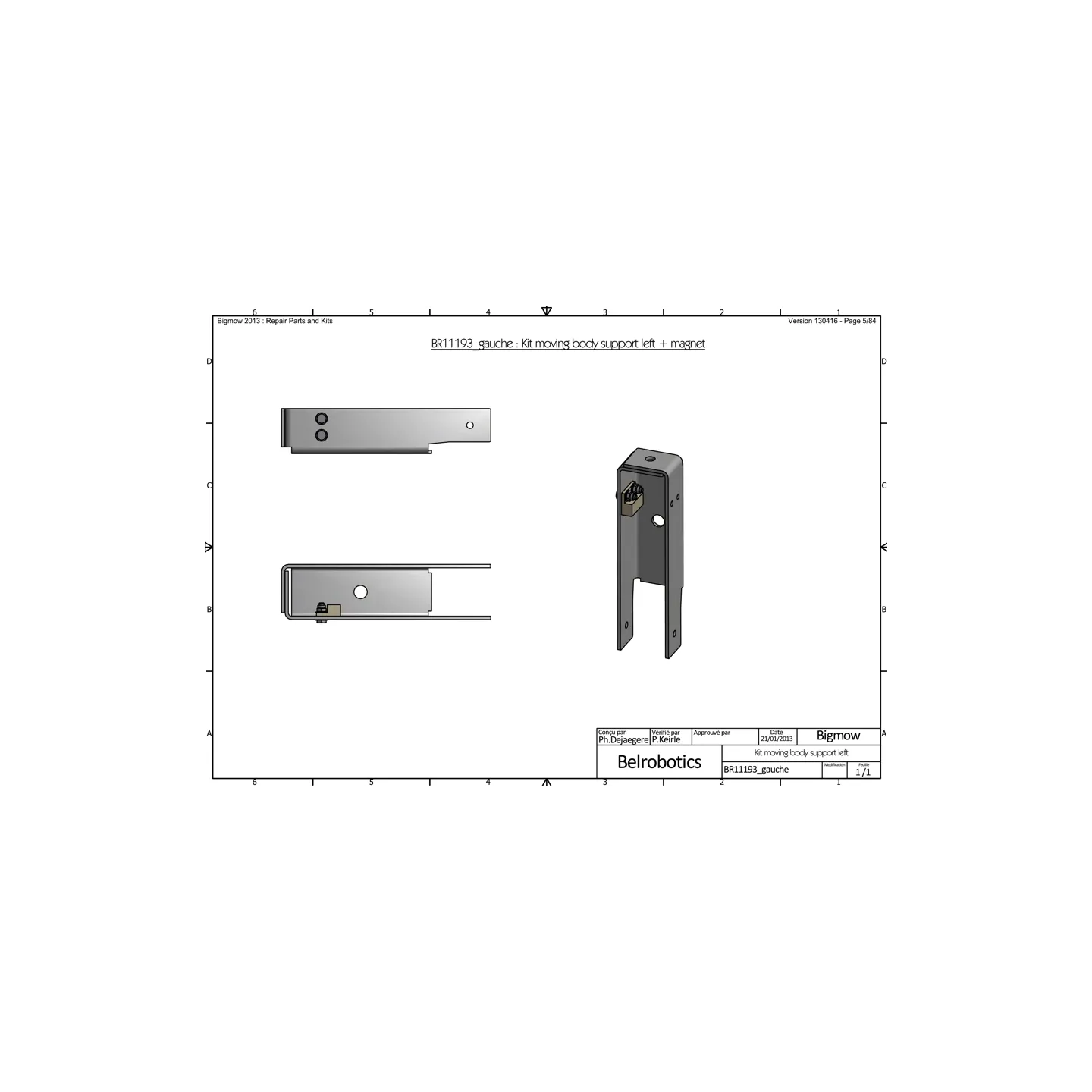 Kit Gauche support recul carrosserie avec aimant BELROBOTICS BR11193GAUCHE