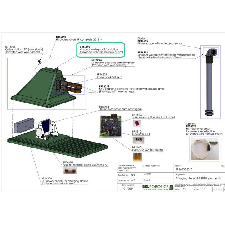 Sonar étanche de station de charge pour Robot BELROBOTICS BR16590