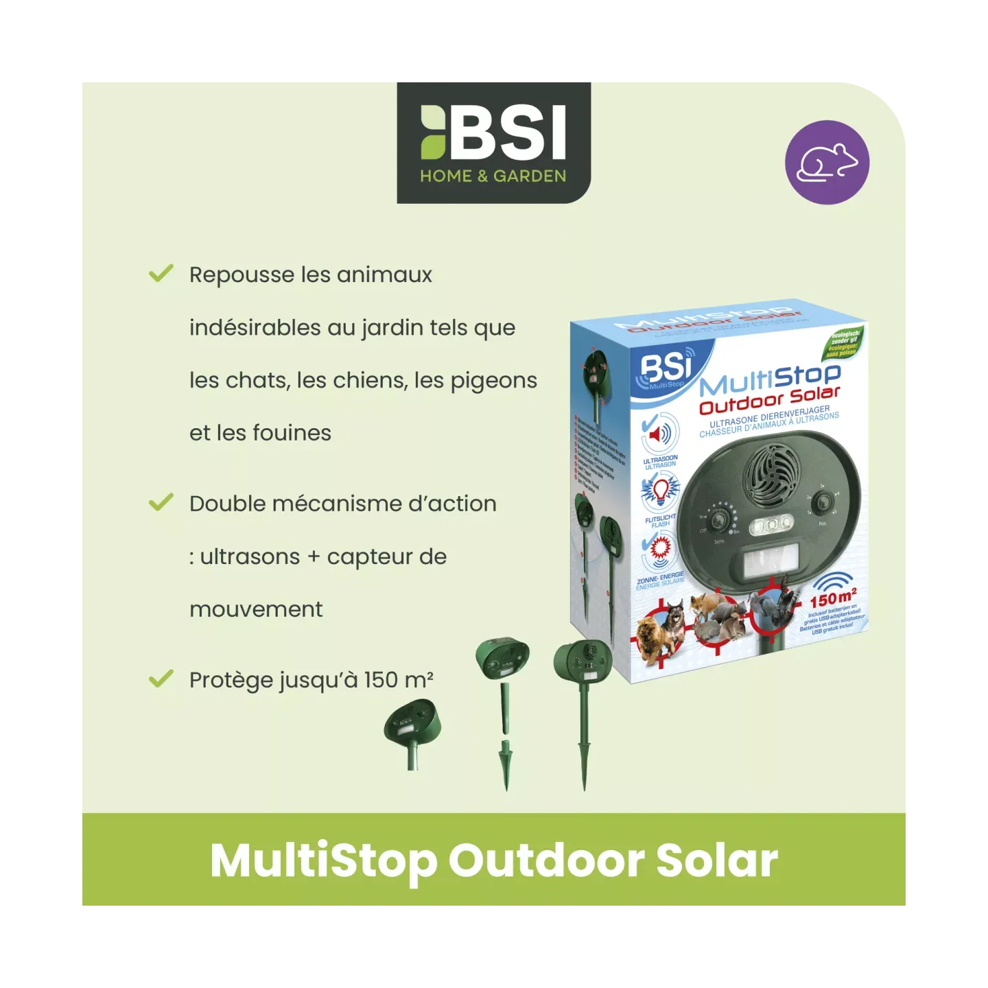 Répulsif Ultrason MultiStop Outdoor Solar BSI